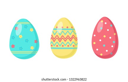 Easter eggs with ornament isolated on a white background. Vector illustration
