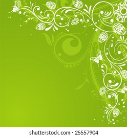 Easter eggs with ornament on flower background, element for design, vector illustration.