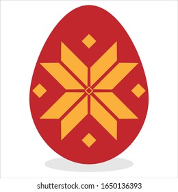 Easter eggs with ornament on white background