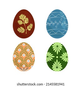 Easter Eggs with ornament pattern set vector illustration design isolated