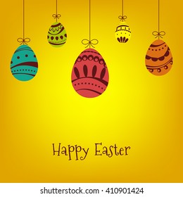 Easter eggs with ornaments. Happy Easter card. Vector illustration 