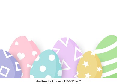 Easter eggs, ornate geometry, decoration greeting card celebrate holiday, invitation poster background vector illustration