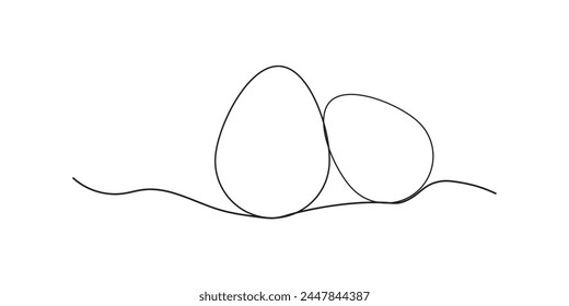 Easter Eggs outline, line art. Vector isolated hand drawn illustration. An element drawn with one black line on a transparent, white background