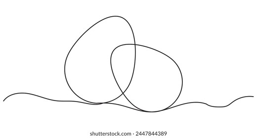 Huevos de Pascua contorno, arte de línea. Vector aislado dibujado a mano ilustración. Elemento dibujado con una línea negra sobre un fondo blanco transparente