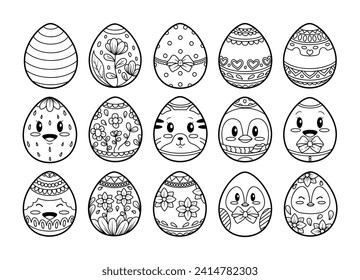 Easter eggs outline sketch vector illustration set