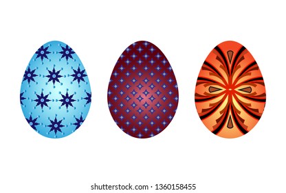 Easter eggs painted with bright patterns vector design