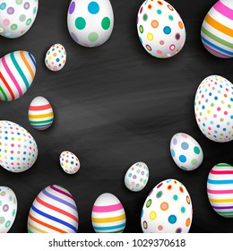 Easter eggs painted on black.
