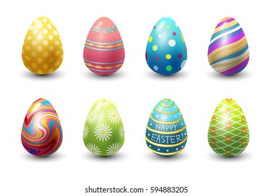 Easter eggs painted with spring pattern vector illustration.