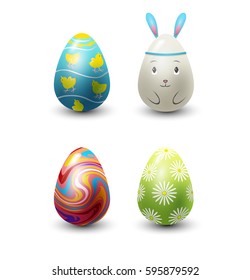 Easter eggs painted with spring pattern vector illustration.