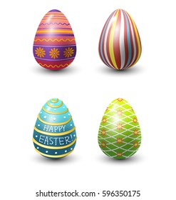Easter eggs painted with spring pattern vector illustration.