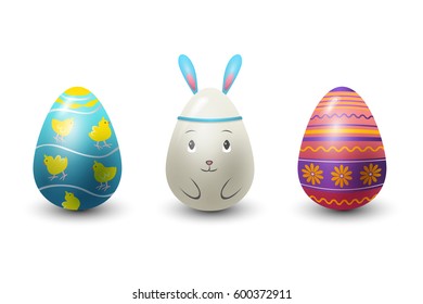 Easter eggs painted with spring pattern vector illustration.