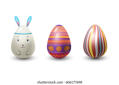 Easter eggs painted with spring pattern vector illustration.