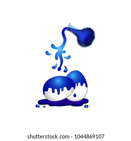 Easter eggs painting. Blue color. Vector illustration on white background.