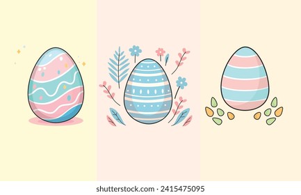 Huevos de la Semana Santa Colección de color pastel vector de diseño plano vector vector