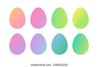 Easter eggs pastel colorful set of icons. Gradient Easter eggs vector illustration