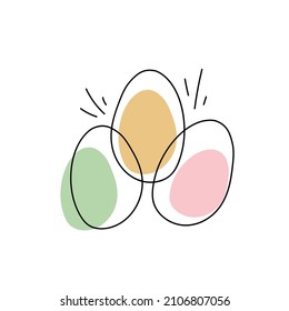 Easter eggs pastel line art doddle sketch vector illustration.