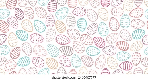 Easter eggs pattern. Color egg background. Easter symbol. Fabric Easter texture. Egg hunt vector illustration. Happy Easter day backdrop. Painted eggs print.