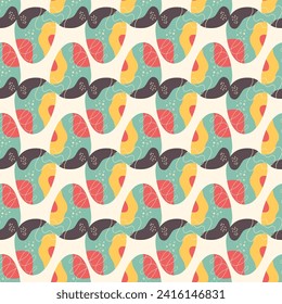 Easter eggs pattern. Happy Easter background in a decor modern style. Flat colorful seamless design. Stock vector Easter wallpaper illustration