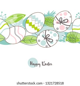 Easter eggs pattern, happy easter greeting card in spring colors