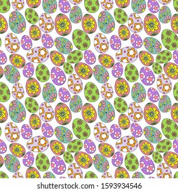 
Easter eggs pattern, isolated white, stock illustration
