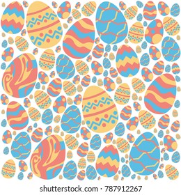 Easter eggs pattern on white background. Colorful holiday celebration symbol