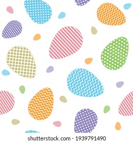 Easter eggs pattern with ornament, color isolated vector illustration, print, textile
