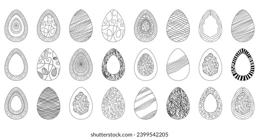 Easter eggs pattern ornament icon, folk easter paschal design fashion  prints for decoration black drawing
