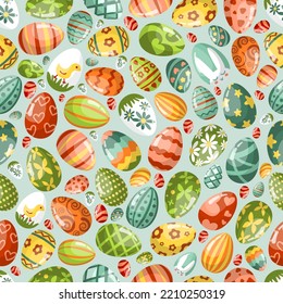 easter eggs pattern. religion holiday celebration symbols. Vector eggs seamless background