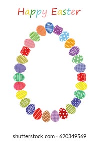 Easter eggs with a pattern in the shape of an oval. Greeting card for the holiday. Free space for text