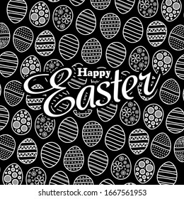 Easter eggs pattern with soft colors. Happy Easter with doodle patterns. Vector illustration