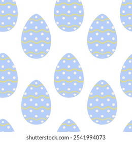 Easter eggs patterned dots and wavy lines Seamless Pattern. Ester festive background or wallpaper 