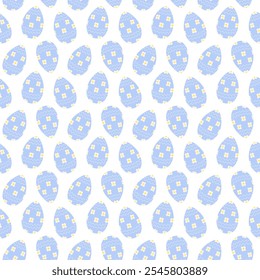 Easter Eggs patterned Flowers and wavy lines Seamless Pattern. Easter greeting background concept 