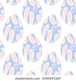 Easter eggs patterned hand drawn ornament and abstract bunny ears Seamless pattern Easter background