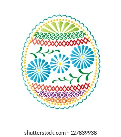 Easter eggs with patterns on white background
