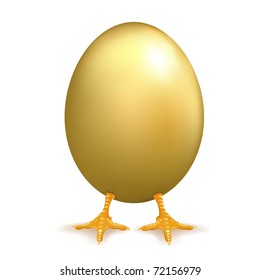 Easter Eggs With Paws Of Chicken, Vector Illustration