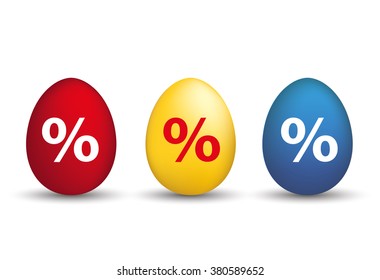 Easter eggs with percents. Eps 10 vector file.