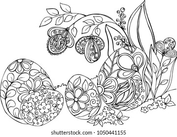Easter eggs. Perfect for coloring books, cards, prints, flyers, banners, invitations.