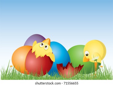 Easter eggs and pie on the lawn