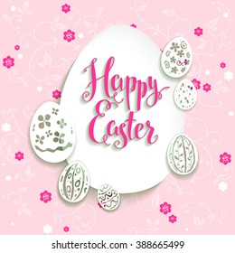 Easter Eggs Pink Background Design Card Stock Vector (Royalty Free ...