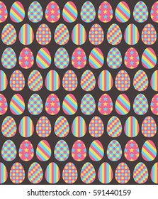 Easter eggs pink blue and yellow flat seamless holiday seamless vector pattern