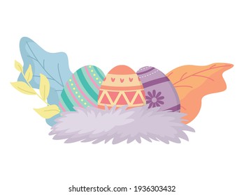Huevos de Pascua Rosa, Púrpura, Vector Floral Colorido Tosca