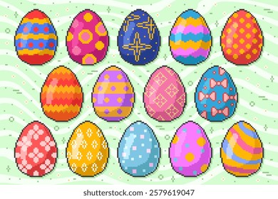Easter Eggs Pixel Set. Vector illustration