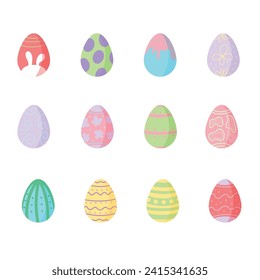 Easter eggs for poster, card, banner. Happy Easter symbol vector illustration. Cute set of easter eggs.