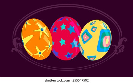 Easter Eggs with Purple Background