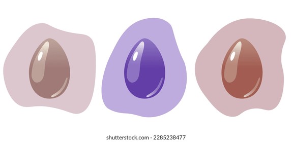 Ostereier, violett und goldfarben, pulverroses Ei