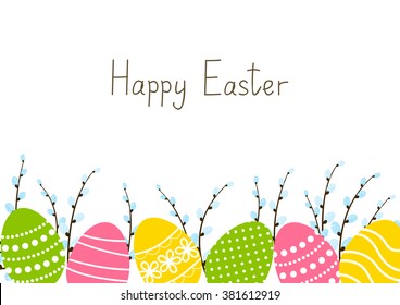 Easter eggs with pussy-willow branches