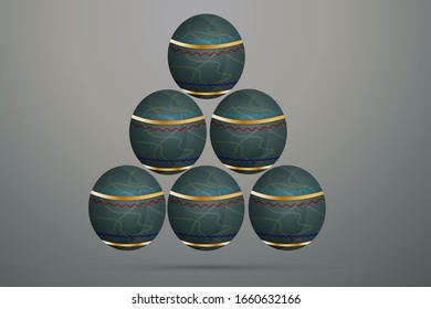 Easter eggs in a pyramid arrangement.for the Easter themed atmosphere