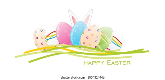 Easter Eggs, Rabbit Ears Vector illustration