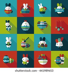 Easter eggs and rabbit icons  set