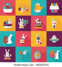 Easter eggs and rabbit icons  set